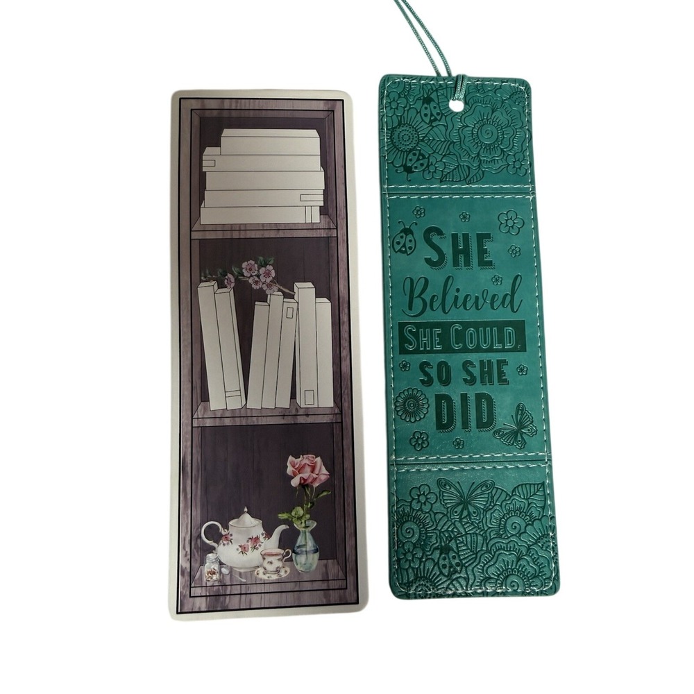 She Believed She Could Artisan Bookmark leather and bookshelf paper bookmark